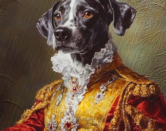 Haustierportrait, Renaissance Haustierportrait, Haustierportrait, Haustier-Gedenkgeschenk, Viktorianisches Tierportrait, königlich