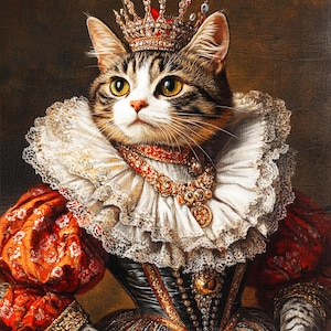 Custom Royal Pet Portrait Renaissance Cat Painting Regal Dog Portraits Cat Wall Art Pet Memorial Gift Wall Decor Animal painting Kid Gift
