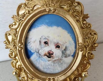 100% Handmade Acrylic Pet Portrait,Dog Portrait,Cat Portrait,Custom Pet Portrait from Photo,Pet Memorial,Mini Art,Hand Painted Pet Portrait