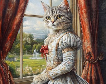 Custom Royal Cat Portrait, Renaissance Cat Painting, Pet Lover Gift, Royal Pet Portrait, Cat Portrait,Noble Pet Portrait, Victorian Pet Art
