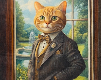 Portrait de chat royal personnalisé, peinture de chat de la Renaissance, cadeau pour amoureux des animaux de compagnie, portrait d'animal de compagnie royal, portrait de chat, oeuvre d'art d'animal de compagnie noble, portrait d'animal de compagnie britannique