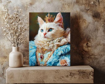 Pet Portrait from Photo, Custom Royal Pet Portrait, Regal Dog Portrait, Pet Portrait, Pet Memorial Gift, Vintage Pet Portrait, Princess Cat