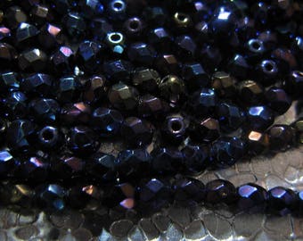 Czech Glass 4mm  Iris Blue Beads 50 Beads