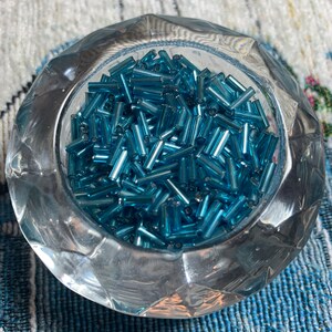 Turquoise  Silver Lined Bugle Beads Glass 6mm about 500 Beads