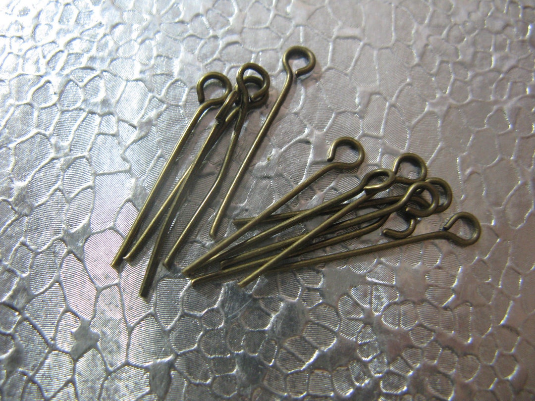 Eye Pin 3 / 4 Inch 21 Gauge 200 Steel Antiqued Brass Plated - Etsy