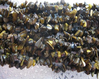 Tigereye Gemstone Chip Beads 13 inch Strand