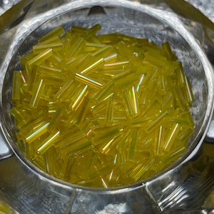 Rainbow Yellow Bugle Beads Glass 6mm 500 Beads