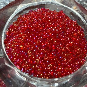 Seed Bead 11/0 Rainbow  Red  about 1500 Beads