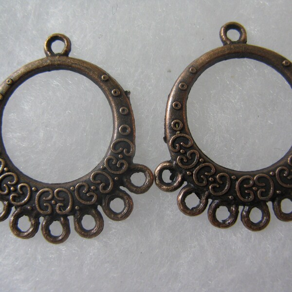 Earring Drop Focal Finding Hoop  3 pair  Copper Plated  24x26mm Focal Chandelier