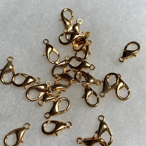 12 Lobster Clasps Set of 12 Gold Plated Clasp 12 x 6mm