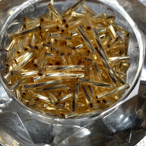 approx Miyuki 3 12mm gold twisted glass bugle beads 25 grams 420 beads 