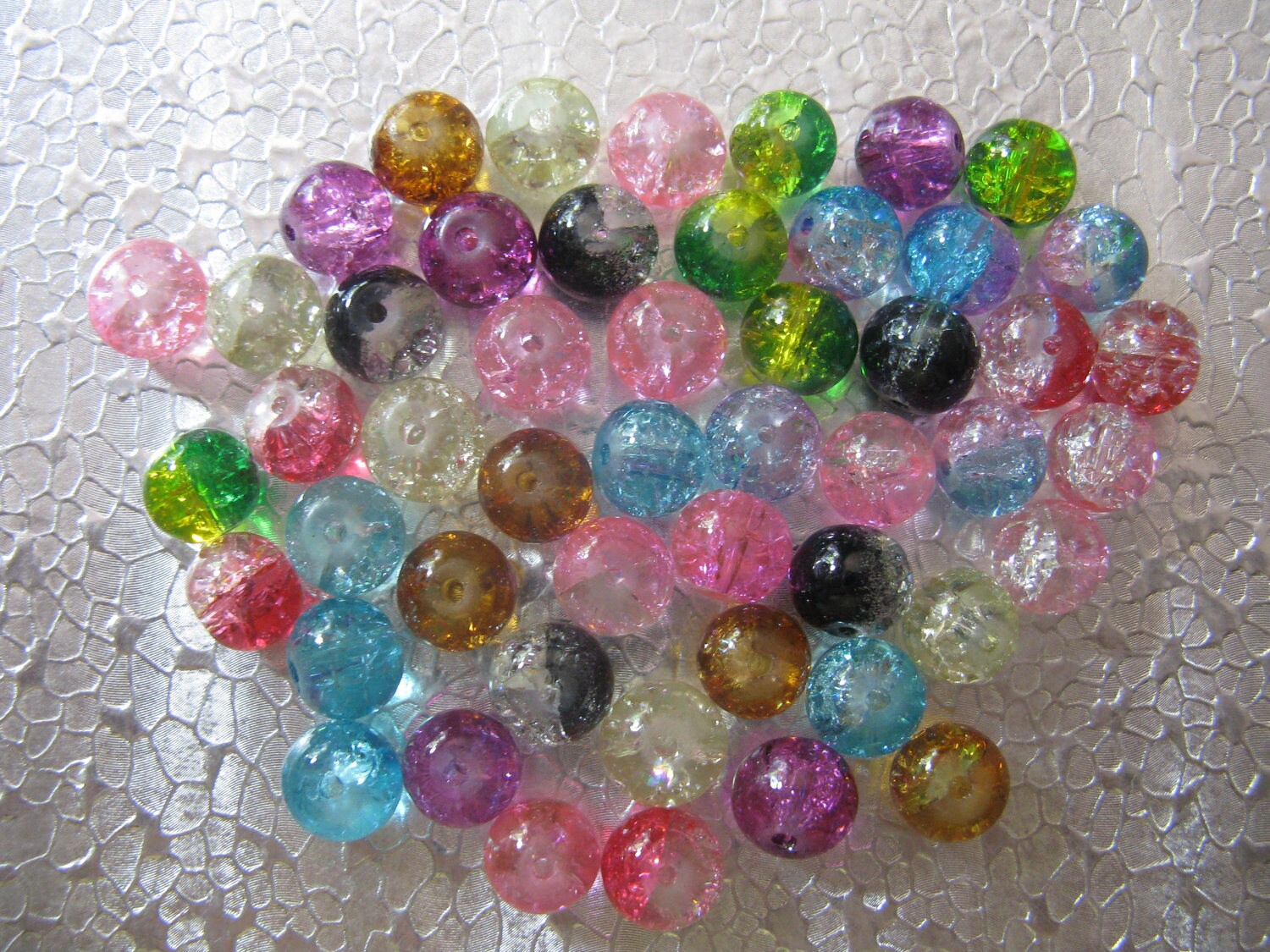 thumbnail interactive-video image 1 of Fun Mix Of 50 Or 100 Crackle Glass Beads For Jewelry Making – 6mm Round Spacers 1 of 6
