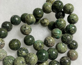 42 Moss Agate Gemstone Beads 10mm  Beads