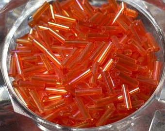 Rainbow Orange Bugle Beads Glass 6mm 500 Beads