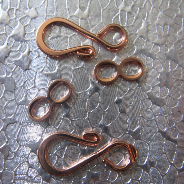 Hook and Eye Clasp  Copper Plated 12 sets total 20mm x 8mm