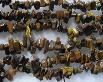 Tigereye Gemstone Chip Beads 8 inch Strand Large Chips up to 15mm