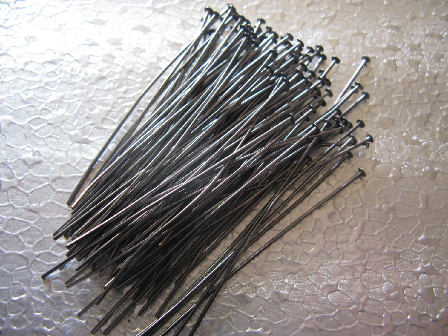 Head Pin 2 Inch 24 Gauge 100 Gun Metal Plated Finding Earring Pins - Etsy