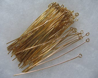 Eye Pin 2 inch 21 Gauge 100 Gold Plated