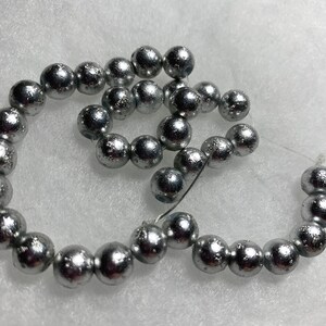 35  Foil Painted Bead 8mm Round Very Pretty Assorted Silver Colors