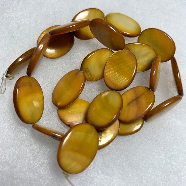 22 Mother of Pearl Shell Beads Carmel Brown Bead about 12x18 mm