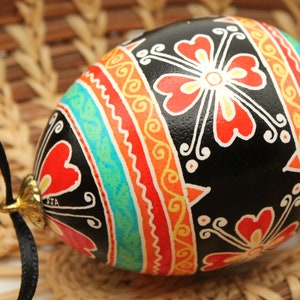 Pysanky Easter Egg Ornament, Ukrainian Batik Art, Red Flowers - Etsy