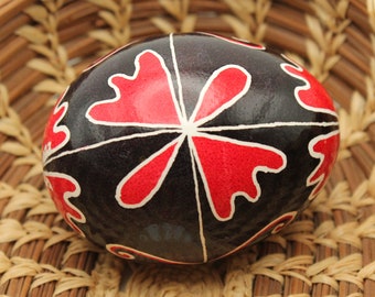 Red and Black Traditional Folk Pysanka, Ukrainian Easter Egg