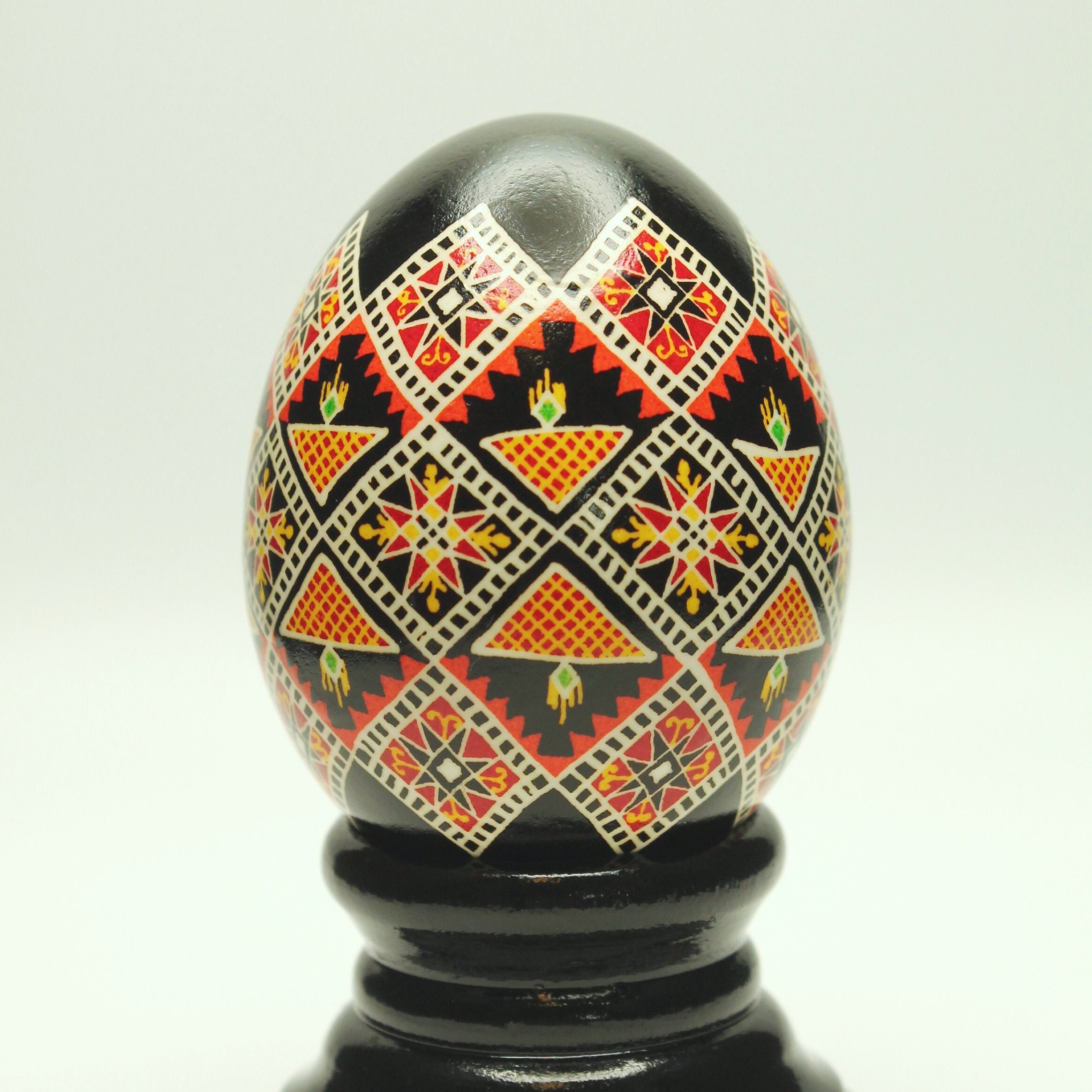 Orange and Black Pysanky Egg With Stand - Etsy