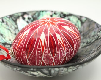 Red Star Hanging Egg Ornament, Pysanka Ornament, Easter Egg Tree Ornament