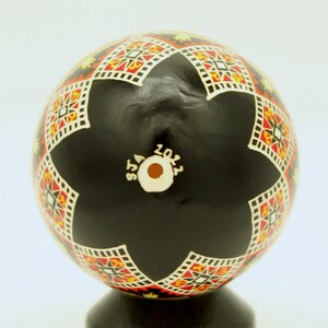 Orange and Black Pysanky Egg With Stand, Ukrainian Easter Egg, Batik ...