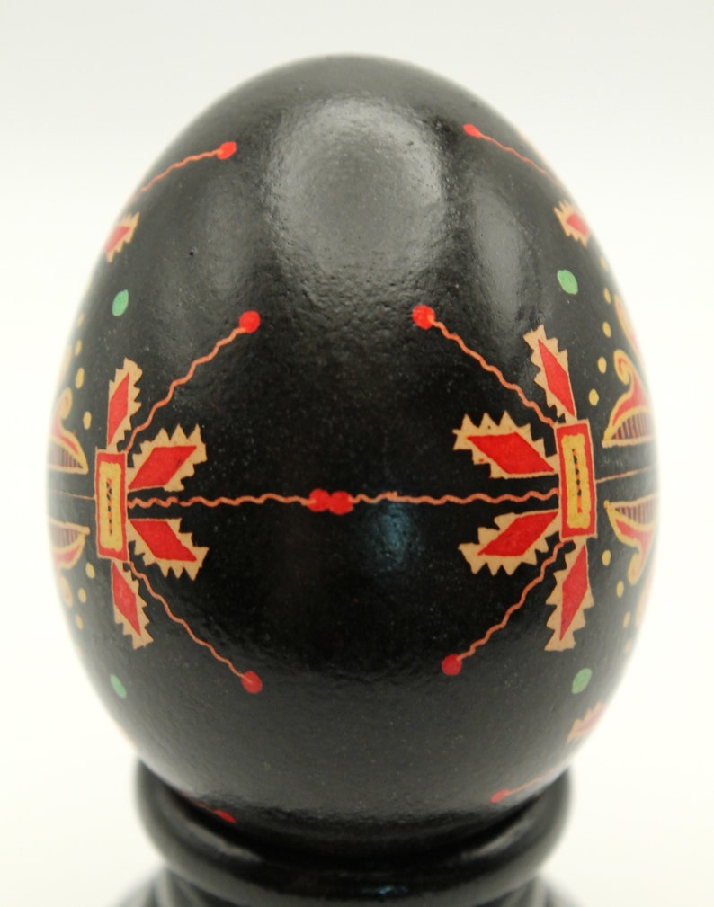 Black and Orange Chicken Egg Pysanka, Ukrainian Easter Egg, Batik Chicken Egg, Easter Decor image 7