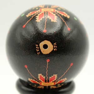 Black and Orange Chicken Egg Pysanka, Ukrainian Easter Egg, Batik Chicken Egg, Easter Decor image 9