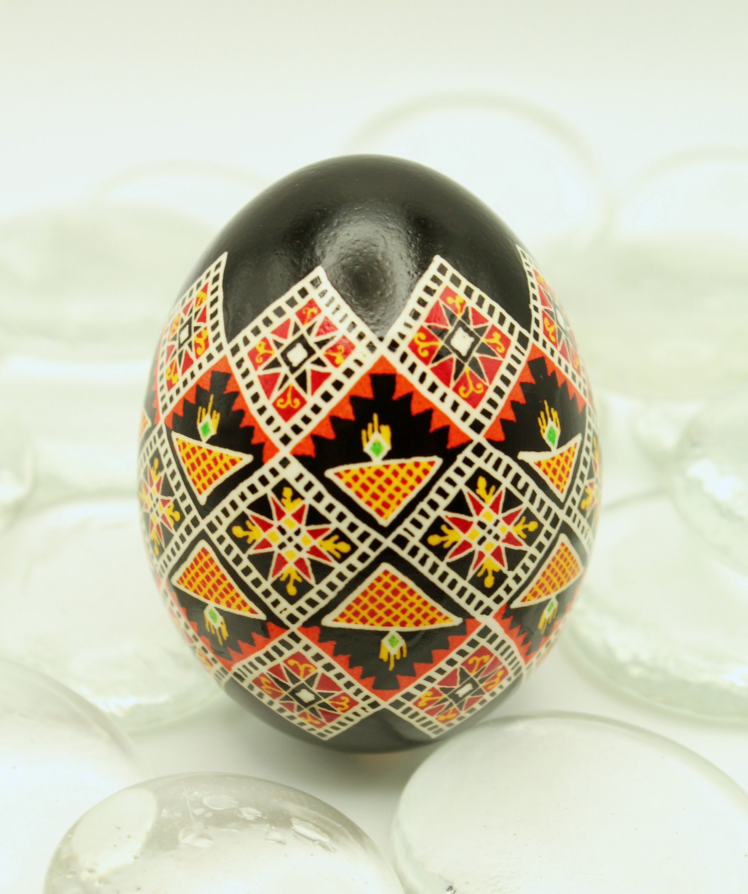 Orange and Black Pysanky Egg With Stand - Etsy