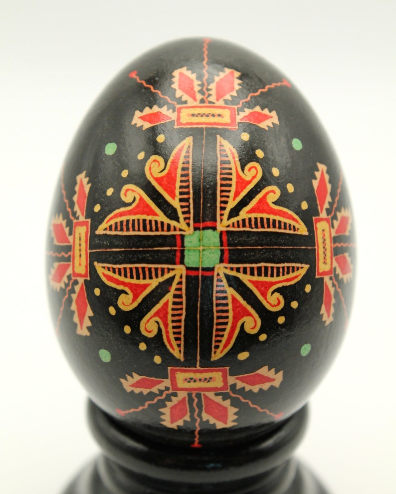 Black and Orange Chicken Egg Pysanka, Ukrainian Easter Egg, Batik Chicken Egg, Easter Decor image 6