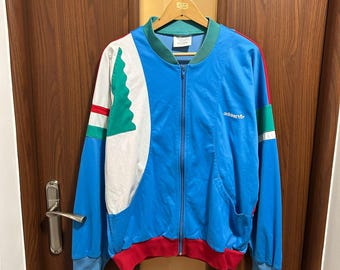 Vintage 80's Adidas ATP Keyrolan Blue 3 Stripe Full Zip Track