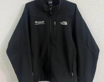 vintage The North Face Logo Full Zip Softshell Jacket Apex System Men's Size L Outdoor hiking street wear casual gorpcore style