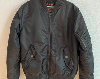 vintage Schott NYC Type MA-7 Nylon Bombers Jacket Men's Size XL Military Army casual street wear 90's-2000's
