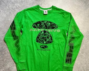 vintage Aape by A Bathing Ape BAPE UNVS Big Logo Long Sleeve T-shirt men's size S authentic japanese street wear casual style 2000's