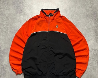 Chaqueta deportiva vintage NIKE Court con logo pequeño para hombre, talla M, para cancha de tenis, ropa urbana retro, cortavientos, deportiva, atlética, años 90, con cremallera completa, ropa deportiva