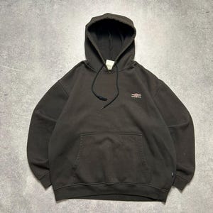 vintage UMBRO Hooded Sweatshirt Small Logo Men&#39;s Size L authentic retro 90&#39;s sport jumper oversize rave faded brown small logo UK style wear