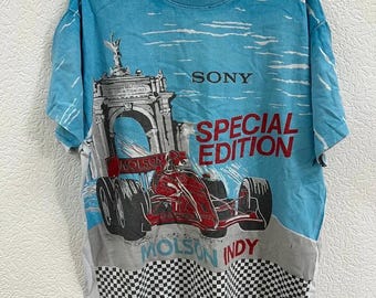 vintage 1991 MOLSON INDY Toronto Racing All Over Print T-Shirt Men's authentic racing street wear for fans f1 style rare racing wear retro