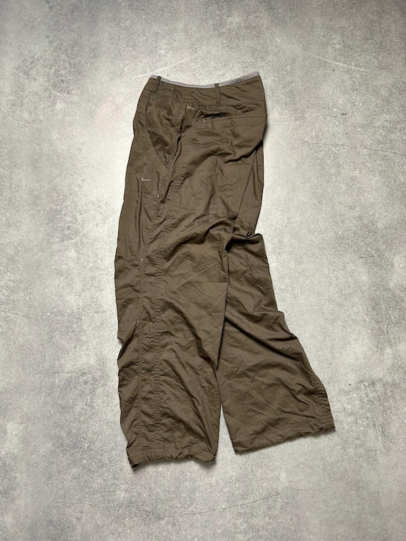 Vintage 2000's NIKE Small Swoosh Baggy Wide Leg Track Pants Y2K Style Women's Size 16 Authentic Athletic Casual Retro Sweatpants Sports Wear