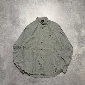 vintage Alexander McQueen button up shirt Men&#39;s Size 48/M houndstooth pattern authentic classic wear 00&#39;s casual street wear style cotton