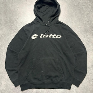 vintage Lotto big logo Hooded Sweatshirt Men&#39;s Size L authentic italian sport street wear retro athletic cotton pullover style 90&#39;s-00&#39;s