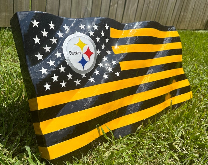 Pittsburgh Steelers Custom Wood Flag, Waving Steeler Flag, Handmade ...