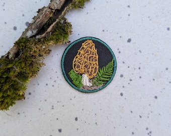 Mini morielje-patch - 1,25" geborduurde opstrijkpatch - met de hand gemaakt in Portland, Oregon