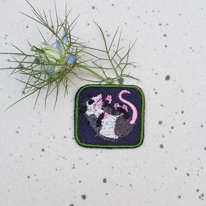 Little Possum - 1.25&quot; Embroidered Iron On Patch - Made by Hand in Portland Oregon