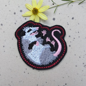 Possum! - 2.25"x2" Embroidered Iron On Patch - Made by Hand in Portland Oregon