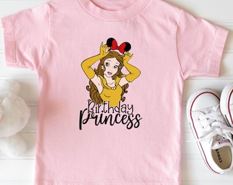 Birthday Princess Shirt, Belle Birthday Tee, Beauty and the Beast Gift Disney Trip Sweater, Mickey Ears Princess Girls Birthday Outfit