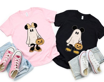 Mickey and Minnie Halloween Ghost Shirt, Halloween Kids Shirt, Halloween Party, Halloween Gift, Cute Ghost Halloween Shirts