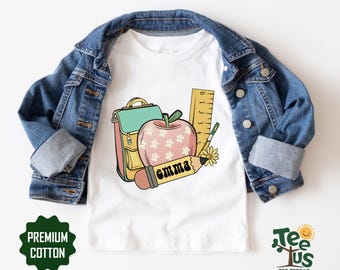Back to School Custom Name Shirt, Personalized Back to School Shirt, First Day of the School Shirts, Cute School Tee for Kids